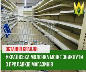 Фахівці застерігають, що цьогоріч українська молочка може зникнути з полиць магазинів